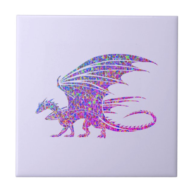 Phantastischer Mosaikdrache Fliese (Vorderseite)