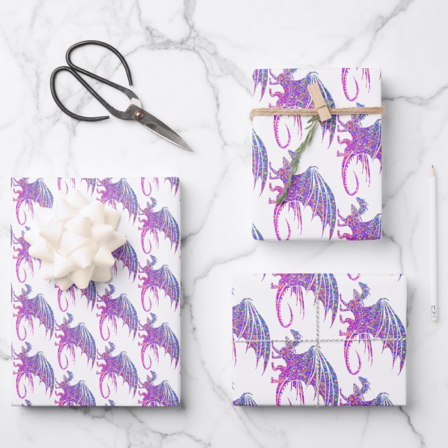 Phantastischer Mosaikdrache Geschenkpapier Set (Vorderseite)