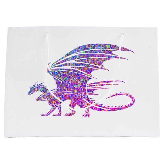 Phantastischer Mosaikdrache Große Geschenktüte (Vorderseite)