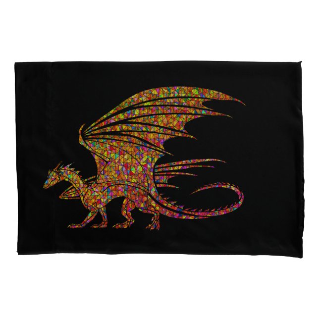 Phantastischer Mosaikdrache Kissenbezug (Vorderseite)