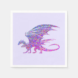 Phantastischer Mosaikdrache Lila Akzent Serviette