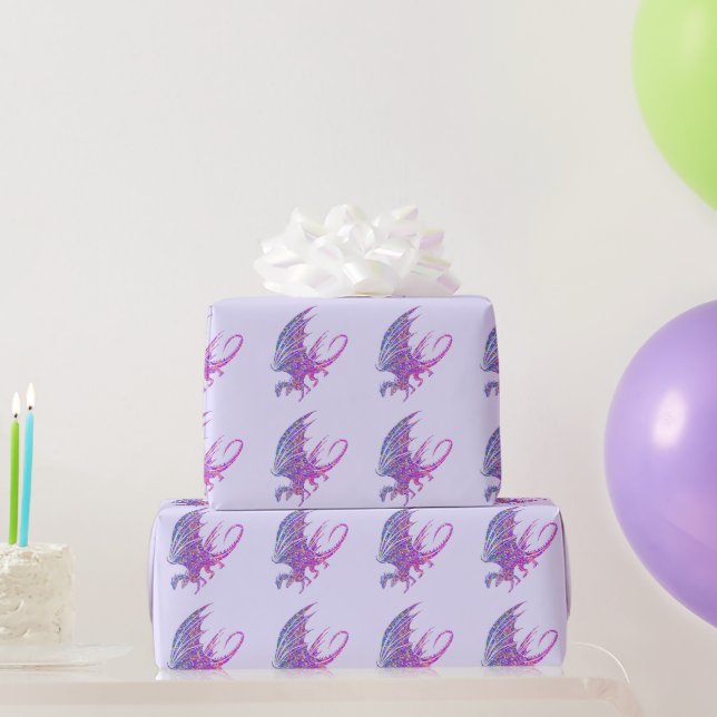 Phantastischer Mosaikdrache Lila Geschenkpapier (Partygeschenke)