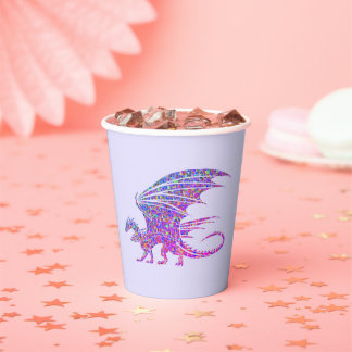 Phantastischer Mosaikdrache Lila Pappbecher