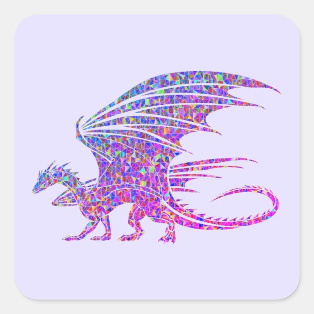 Phantastischer Mosaikdrache Lila Quadratischer Aufkleber (Vorderseite)