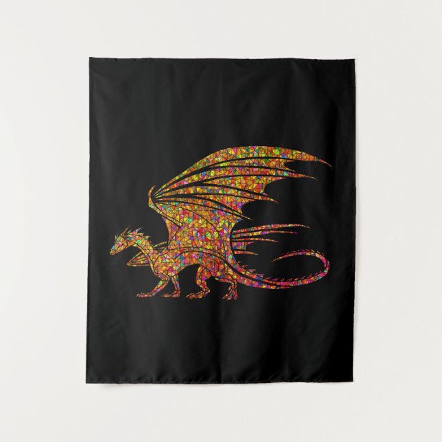 Phantastischer Mosaikdrache Wandteppich (Vorderseite)