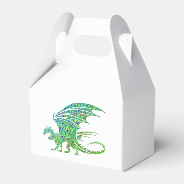 Phantastischer Mosaikgrüner Drache Geschenkschachtel (Vorderseite)