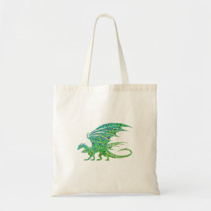 Phantastischer Mosaikgrüner Drache Tragetasche