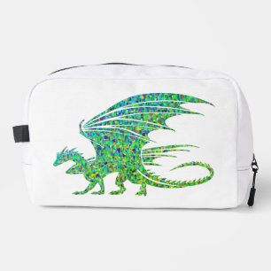 Phantastischer Mosaikgrüner Drache Waschbeutel