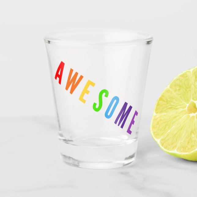 PHANTASTISCHER POSTIVER FALSCHER RAINBOW-FARBTEXT SCHNAPSGLAS (Vorderseite)