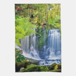 Phantastischer Regenwald und Tiere Geschirrtuch
