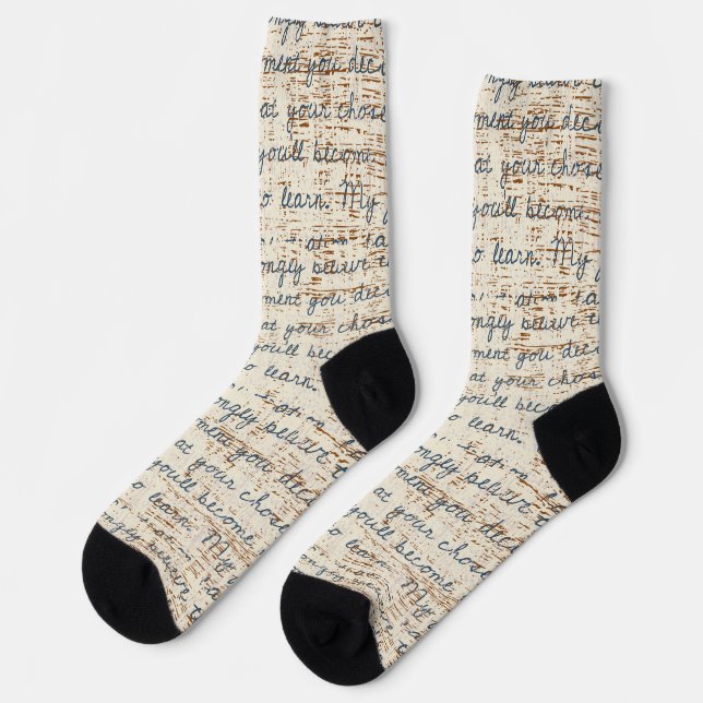 Phantastischer rustikaler Holzschreibtext Nahtlos Socken (Linkes Detail)