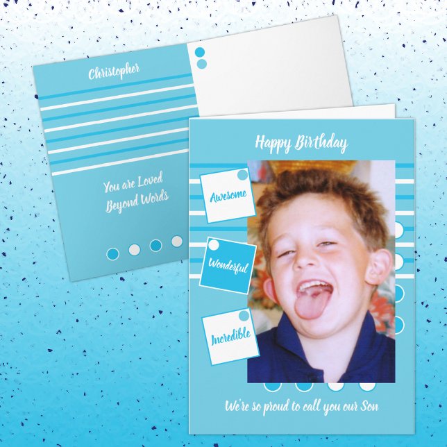 Phantastischer Sohn Blau und Weiß Geburtstag Karte (Von Creator hochgeladen)