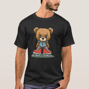 Phantastischer Teddybär in Ice Skaten Shoes Outfit T-Shirt