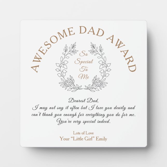Phantastischer Vater Award Typografy Your Message  Fotoplatte (Vorderseite)