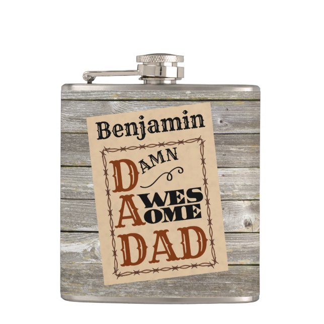 Phantastischer Vater Western ThemenIndividuelle Na Flachmann (Vorderseite)