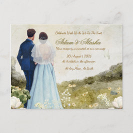 Phantastischer Vintager Waldgeist Liebesvögel Postkarte