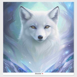 Phantastischer Weißschneefox auf Icy Land Aufkleber