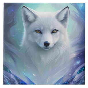 Phantastischer Weißschneefox auf Icy Land Fliese