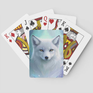 Phantastischer Weißschneefox auf Icy Land Spielkarten