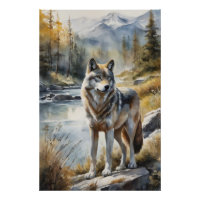 Phantastischer Wolf irgendwo in schöner Natur