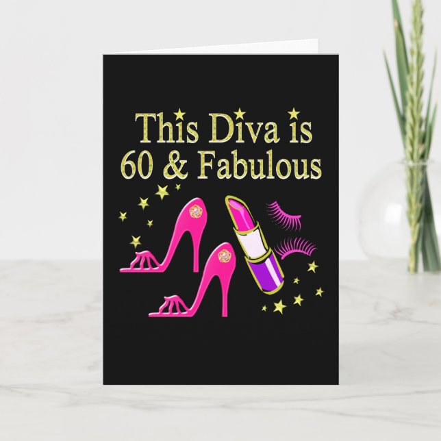 PHANTASTISCHES 60. GEBURTSTAG DIVA-DESIGN KARTE (Vorderseite)