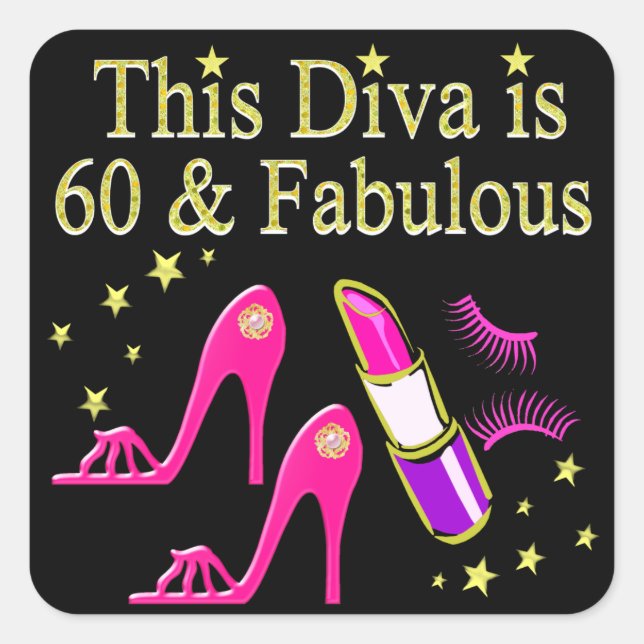 PHANTASTISCHES 60. GEBURTSTAG DIVA-DESIGN QUADRATISCHER AUFKLEBER (Vorderseite)