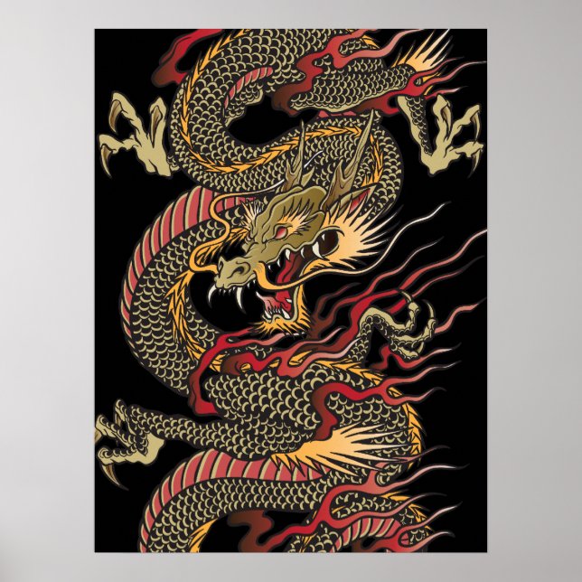 Phantastisches asiatisches Drachenposter Poster (Vorne)