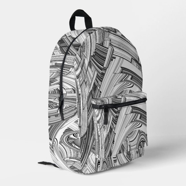 Phantastisches Aussehen von Kalamität Schwarz und  Bedruckter Rucksack (Rückseitige Ecke links)