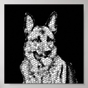 Phantastisches B&W Mosaik German Shepherd Poster