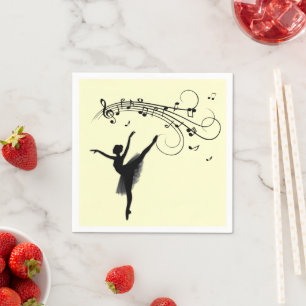 Phantastisches Ballerina-Tanzen mit gelber Musik Serviette