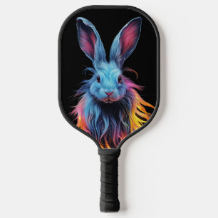 Phantastisches Blaues Kaninchen am Feuer Pickleball Schläger
