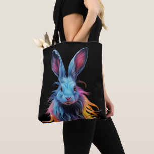 Phantastisches Blaues Kaninchen am Feuer Tasche