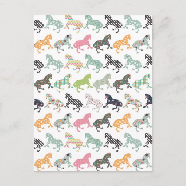 Phantastisches cooles trendy Pferdemuster, Vintag  Postkarte (Vorderseite)
