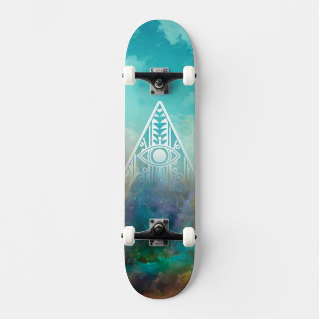 Phantastisches Dreieck Orion Nebel "Alle sehen Aug Skateboard (Vorderseite)