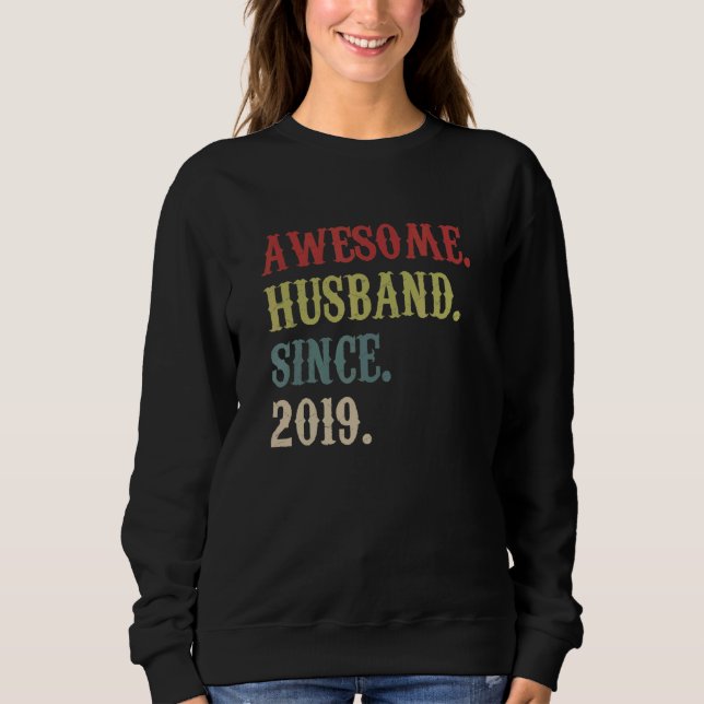 Phantastisches Ehemann seit 2019 Retro 3 Wedding A Sweatshirt (Vorderseite)