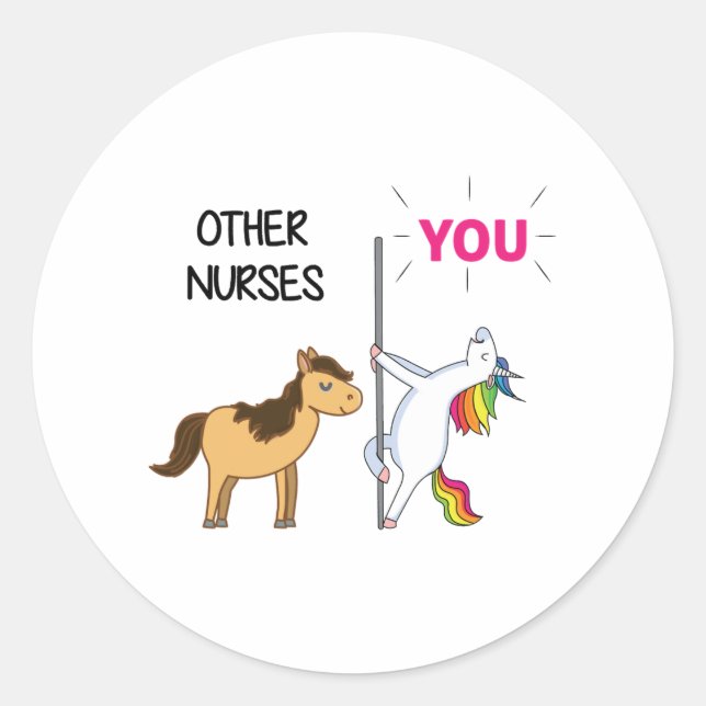 Phantastisches Einhorngeschenk für Krankenschweste Runder Aufkleber (Vorderseite)