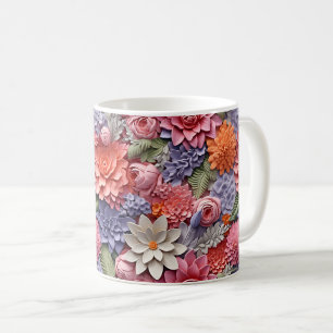 Phantastisches, farbiges 3D-Blumenmuster nahtlos Kaffeetasse