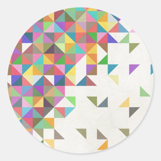 Phantastisches farbiges Retro-geometrisches Muster Runder Aufkleber (Vorderseite)