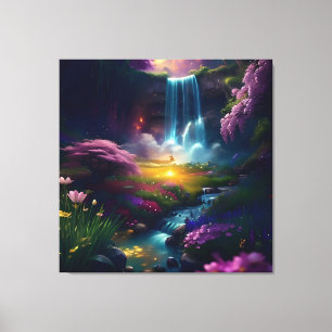 Phantastisches Flachland Wasserfall Landschaft 3 Leinwanddruck
