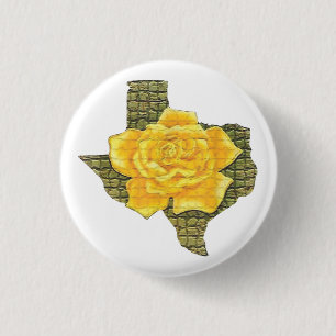 Phantastisches Gelb-Rose von Texas-Muster Blume Button