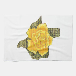 Phantastisches Gelb-Rose von Texas-Muster Blume Geschirrtuch