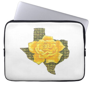 Phantastisches Gelb-Rose von Texas-Muster Blume Laptopschutzhülle
