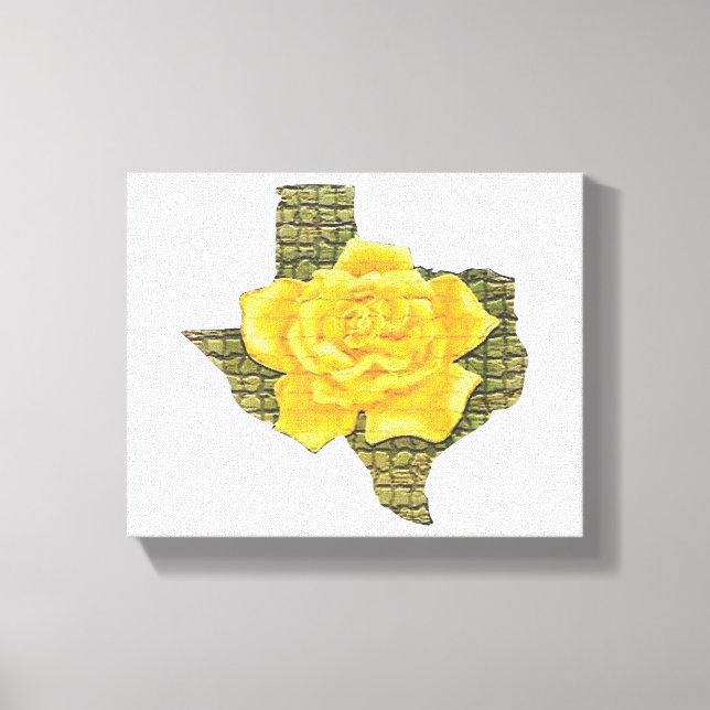 Phantastisches Gelb-Rose von Texas-Muster Blume Leinwanddruck (Vorderseite)