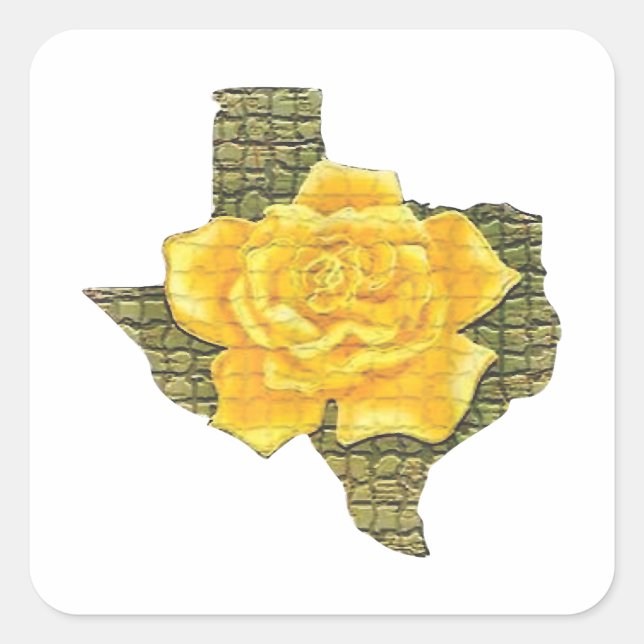 Phantastisches Gelb-Rose von Texas-Muster Blume Quadratischer Aufkleber (Vorderseite)