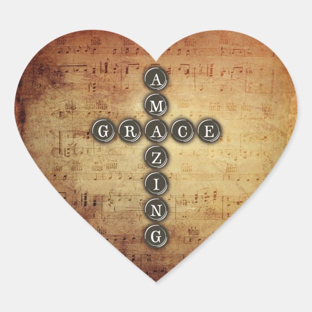 Phantastisches Grace Cross auf Vintager Musik Herz-Aufkleber (Vorderseite)