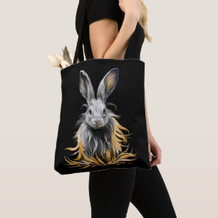 Phantastisches graues Kaninchen am Feuer Tasche