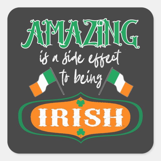 Phantastisches Irish Flag Kleeblatt Lucky Celtic P Quadratischer Aufkleber (Vorderseite)