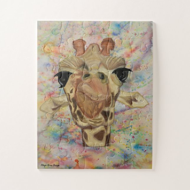 Phantastisches Kinderpuzzle mit originaler Giraffe (Vertikal)