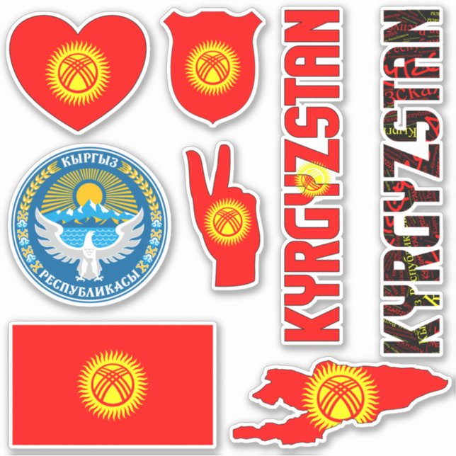 Phantastisches Kirgisistan - Staatssymbole Aufkleber (Vorderseite)