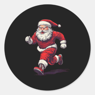 Phantastisches Laufen von Santa Outfit für Joggen Runder Aufkleber